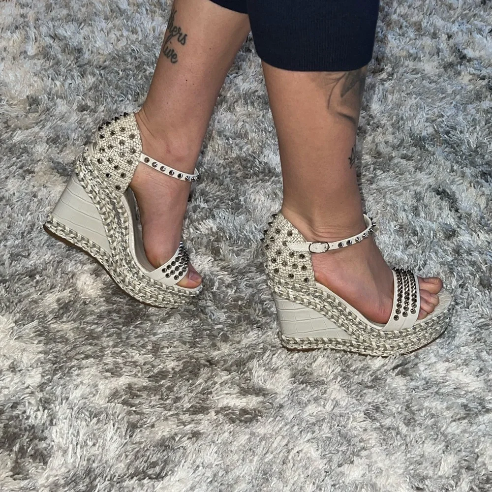 Christian Louboutin White madmonica wedges